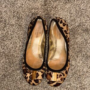 Kate Spade Animal Print Flats with Gold Accents